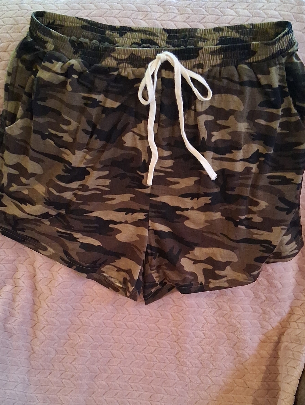 Women’s Camo Athletic Shorts with Drawstring - Olive Camo